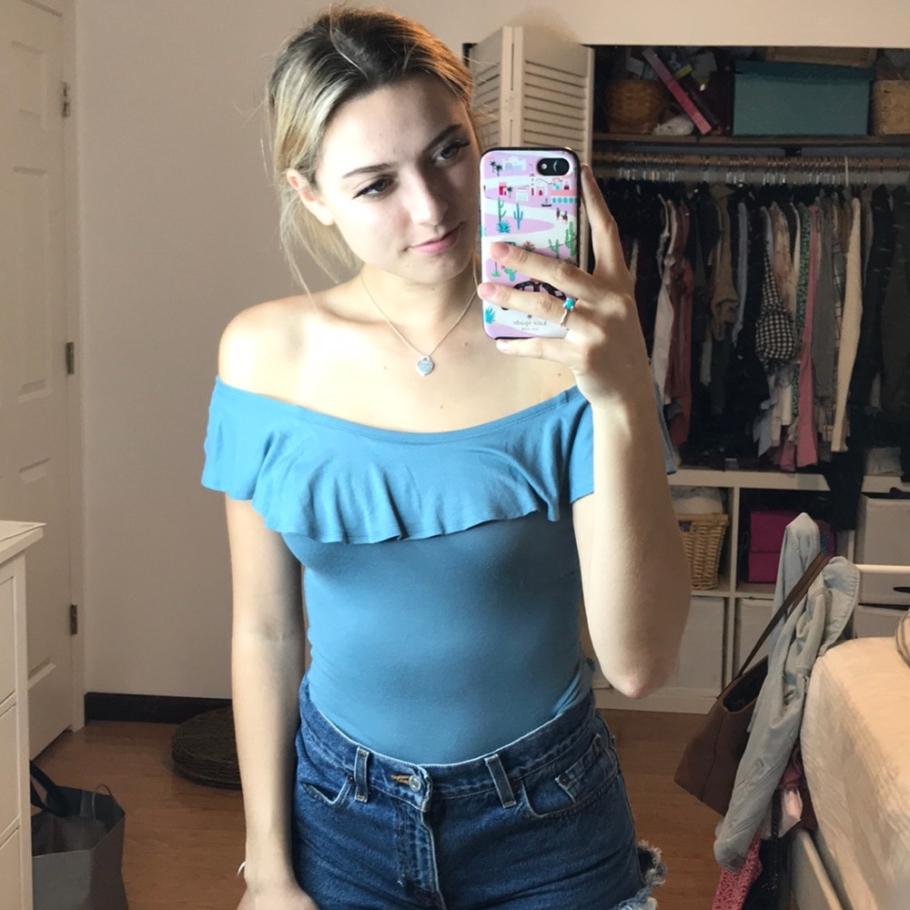 Cute off the shoulder ruffle body suit